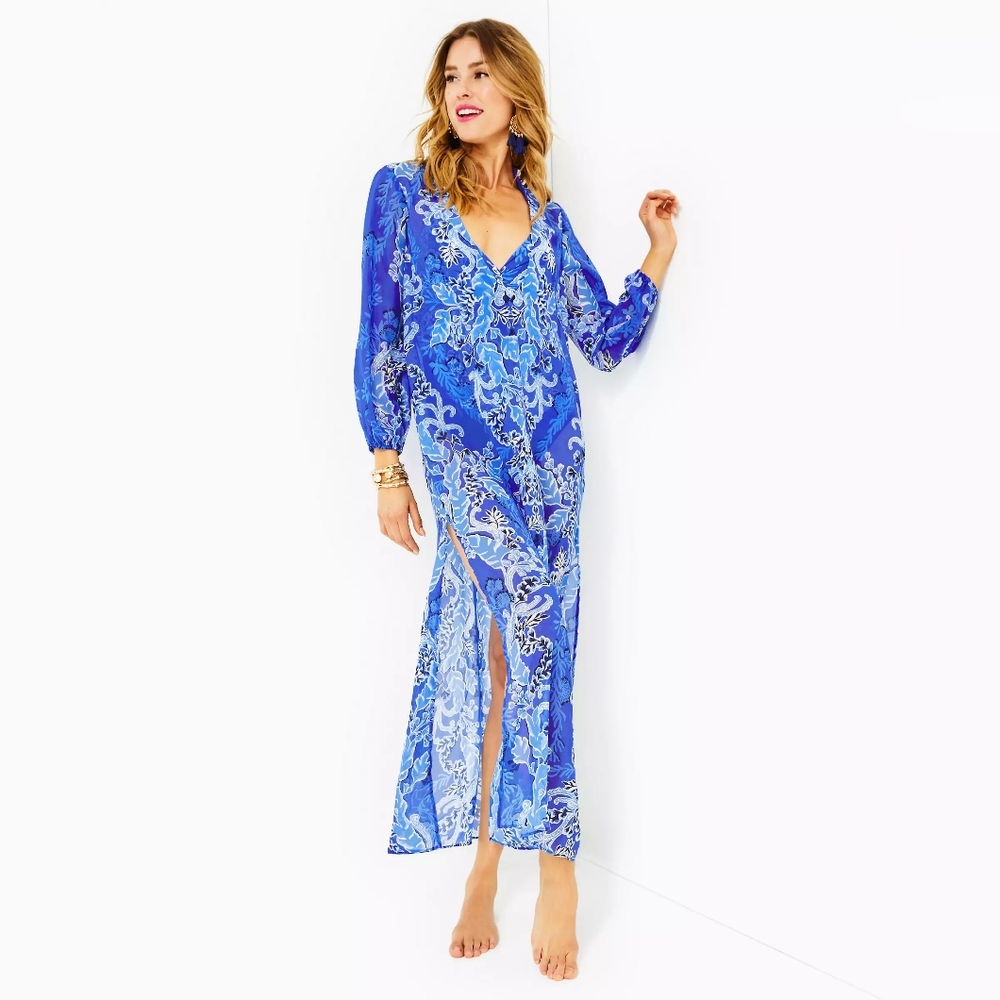 NWT Lilly Pulitzer Blue Maxi coverup - L - Picture 3 of 4